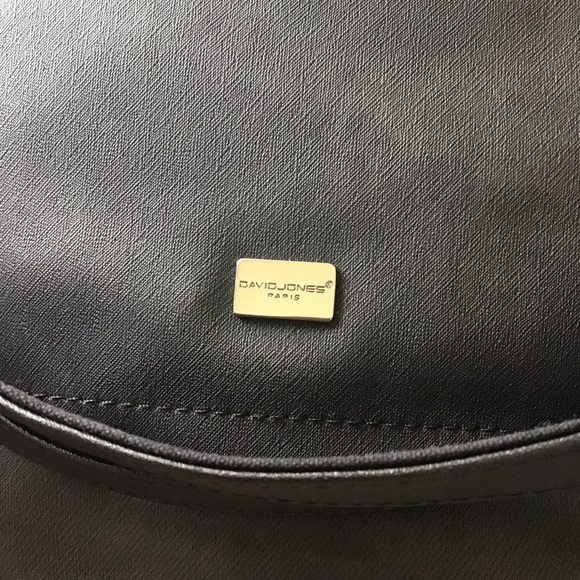 DAVID JONES Paris Satchel Faux Leather 2 Straps Zip Top Abstract Lining 13x12x6 - Picture 7 of 7